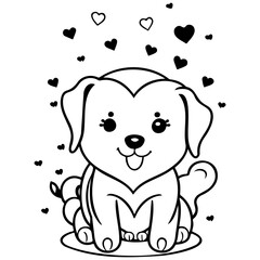 Adorable Puppy Surrounded by Loving Heart Shapes