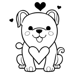 Lovable Dog Character with Heart Embellishments