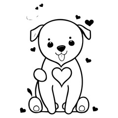 Adorable Puppy Vector Illustration with Hearts