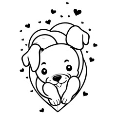 Heartfelt Puppy Love Illustration on White Background
