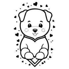 Heartfelt Puppy Illustration With Valentine Motifs