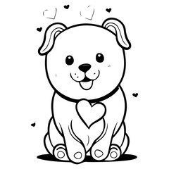 Heartfelt Companion: A Canine Cartoon in Black