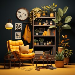 Modern Interior Design for a Man’s Room in Flat Style
