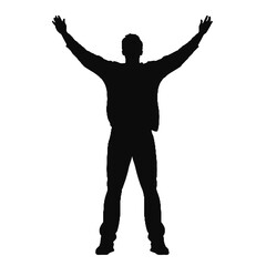 man silhouette hands raised, win man silhouette, Champion, Vector  