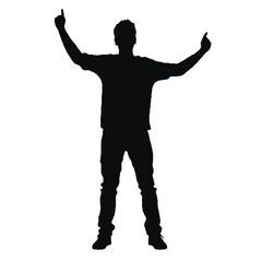 man silhouette hands raised, win man silhouette, Champion, Vector  