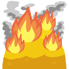 秋のまるい山の火事イラスト © おひさまストック
