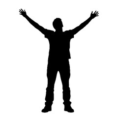 man silhouette hands raised, win man silhouette, Champion, Vector  