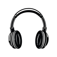 Noise canceling headphone audio icon silhouette vector with white background