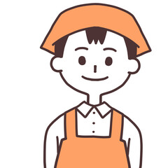 Obraz premium レジの男性店員シンプルな上半身イラスト