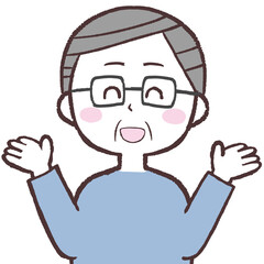 	コミュニケーションとるメガネシニア男性イラスト