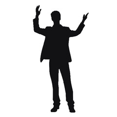 man silhouette hands raised, win man silhouette, Champion, Vector  