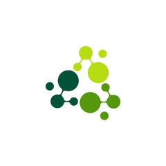 molecule triangle logo icon design, green DNA abstract rotation, sigh ecology