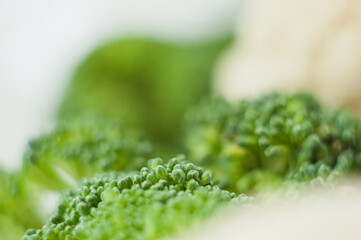 Cabbage, Broccoli and cauliflower. Vegetables close-up. Macro photo.