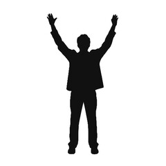 man silhouette hands raised, win man silhouette, Champion, Vector  