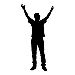 man silhouette hands raised, win man silhouette, Champion, Vector  