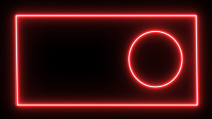 Neon frames set with electro flash of lightning vector illustration. Thunder frame. Magic lightning border, electric energy square and shock power thunderbolt circle vector set.