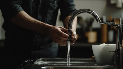 Plumber repairing a leaking faucet. Featuring plumbing repair and home maintenance