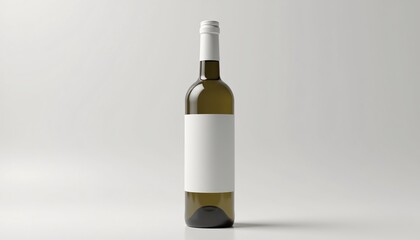 Glass wine bottle mockup with white cap, no label
