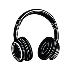 Portable headphone icon silhouette vector with white background
