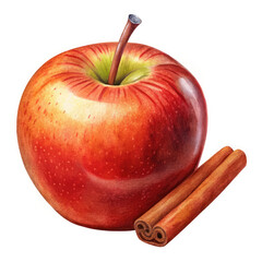 apple with cinnamon on white background