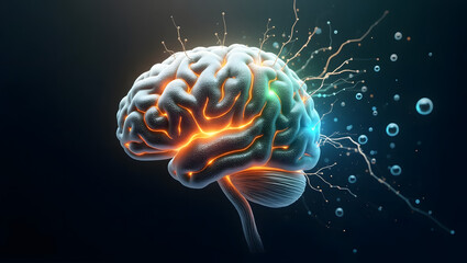 "Human Brain Illustration with Neural Network Connections"

