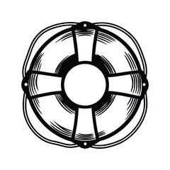 Rescue lifebuoy icon silhouette vector with white background for emergencies