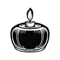 Fototapeta premium Scented candle icon silhouette vector with white background for ambiance lighting