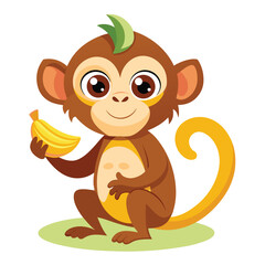 monkey with a bananna vector 