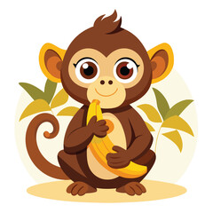 monkey with a bananna vector 
