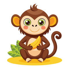 monkey with a bananna vector 