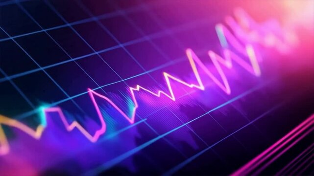 Dynamic stock market graph with vibrant colors highlighting financial data trends and insights.
