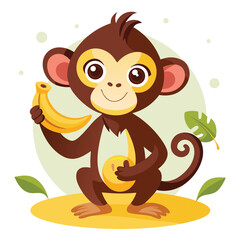 monkey with a bananna vector 