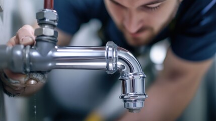 Plumber replacing a bathroom pipe. Featuring plumbing repair and system maintenance