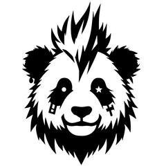 Punk panda portrait silhouette