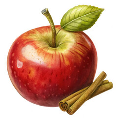 apple with cinnamon on white background