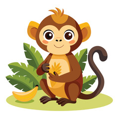 monkey with a bananna vector 