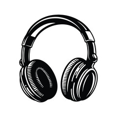 Studio monitor headphone icon silhouette vector with white background for studio sound