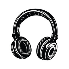 Studio monitor headphone icon silhouette vector with white background for music production