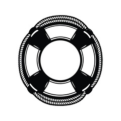Fototapeta premium Stylized lifebuoy icon silhouette vector with white background design
