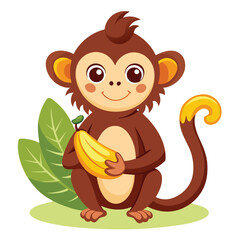 monkey with a bananna vector 