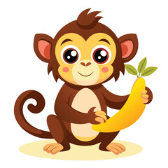 monkey with a bananna vector 