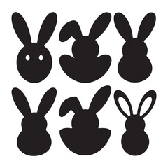  Easter Holiday Icon Set silhouette vector, black bunny festive decoration