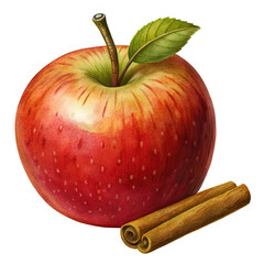 apple with cinnamon on white background