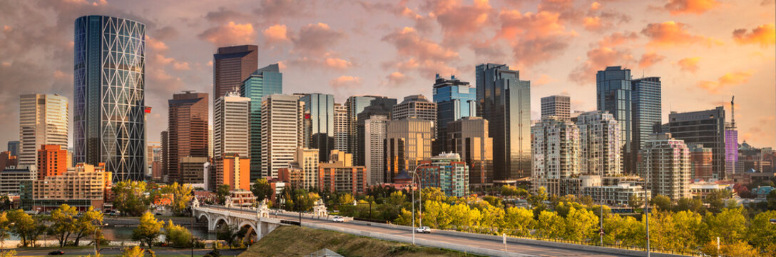 Calgary downtown city skyline panorama in Alberta Canada