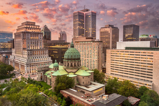 Montreal, Quebec, Canada, aerial skyline downtown city view