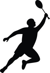 Kids Playing Badminton Stick Figure Vector – Fun Cartoon Silhouette for School Sports, Stickers & T-Shirts