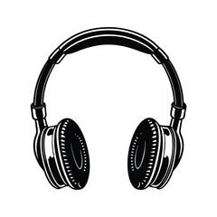 Wired earphone headphone icon silhouette vector with white background illustration