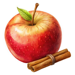 apple with cinnamon on white background