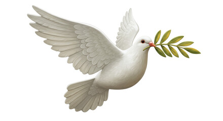Isolated Dove with Olive Branch