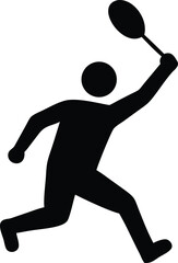 Dynamic Badminton Player Silhouette Vector – Sports Action Art for Apparel, Posters, and Branding